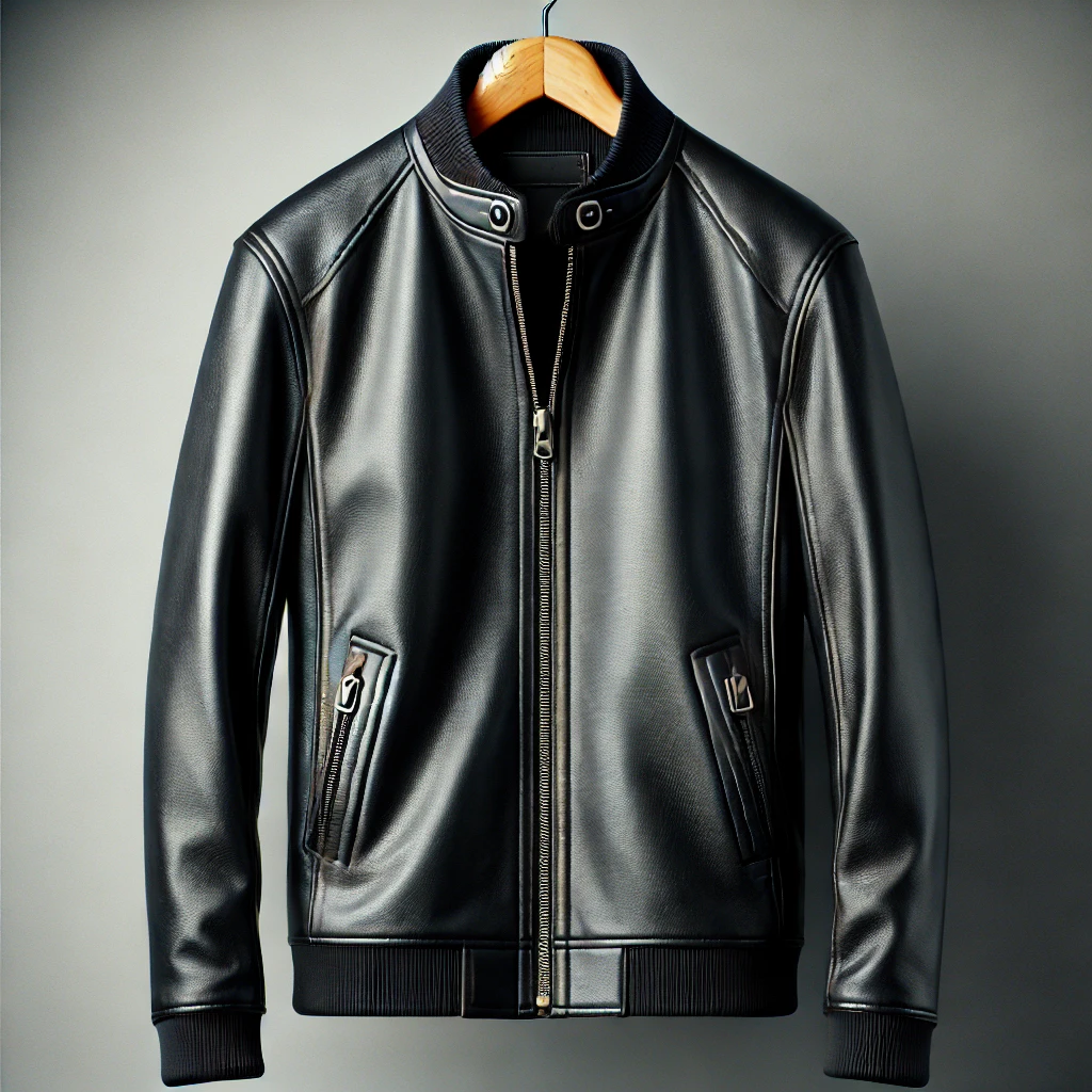 Veste en cuir noir